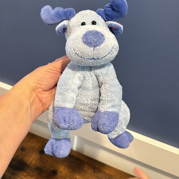TY Pluffies Blue Moose BLOOSE Lovey Plush Beanie 2006 Plastic Eyes TyLux No Tag - Picture 5 of 5